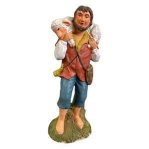 Vintage Homco 7 3/8" Shepherd with sheep lamb Christmas Nativity Figurine